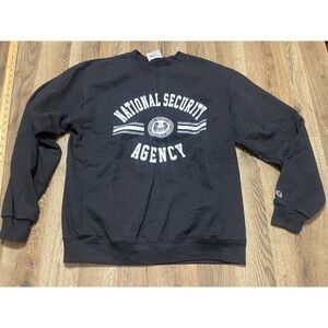 Champion Sweater, Men's Size Large, Black White Gray, National Security Agency